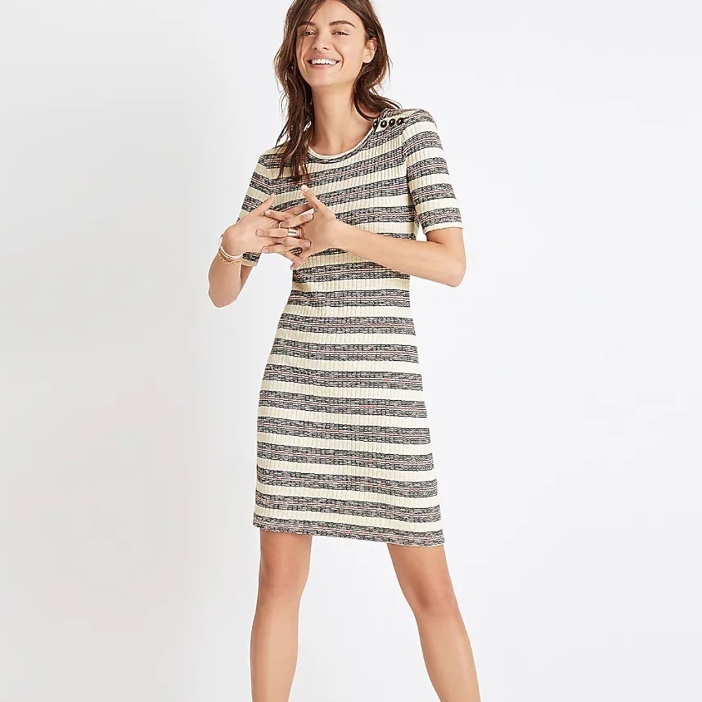 MADEWELL Short-Sleeve Mini Dress in Lawton Stripe